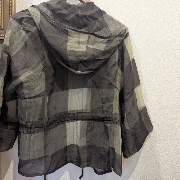 Babette Sheer Plaid Hooded Jacket - Picture 3 of 3